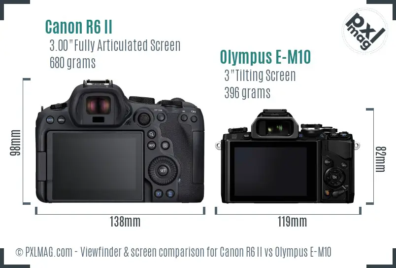 Canon R6 II vs Olympus E-M10 Screen and Viewfinder comparison Canon R6 II vs Olympus E-M10 Screen and Viewfinder comparison