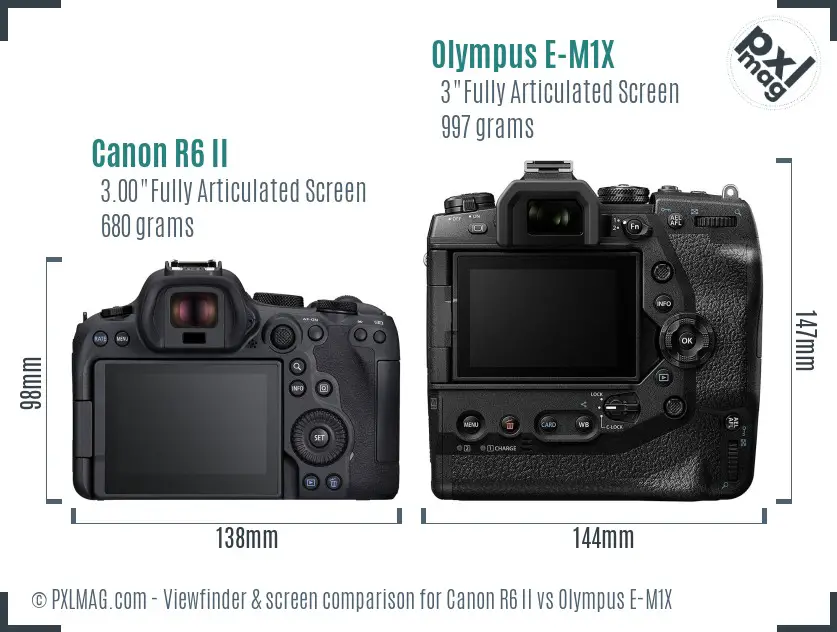 Canon R6 II vs Olympus E-M1X Screen and Viewfinder comparison