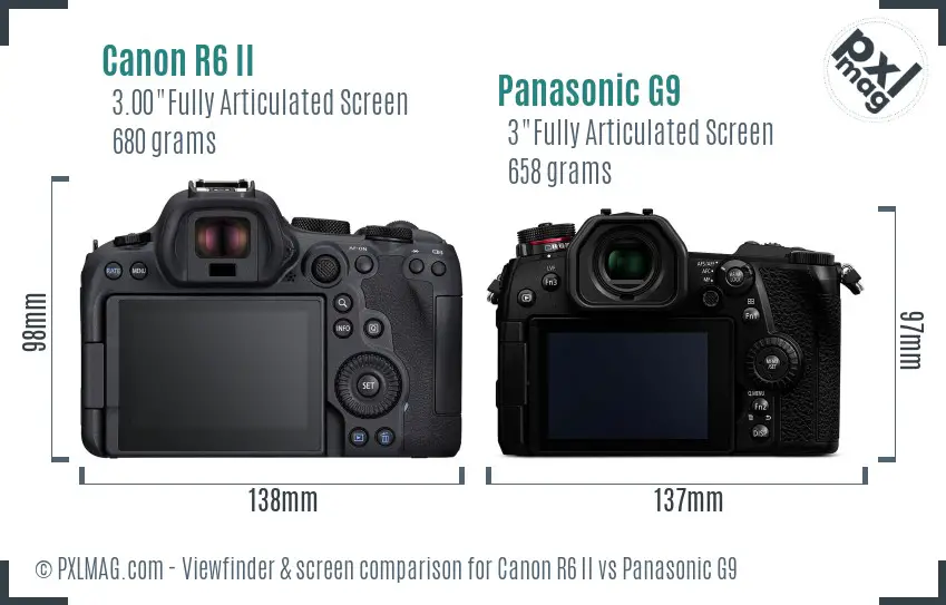 Canon R6 II vs Panasonic G9 Screen and Viewfinder comparison