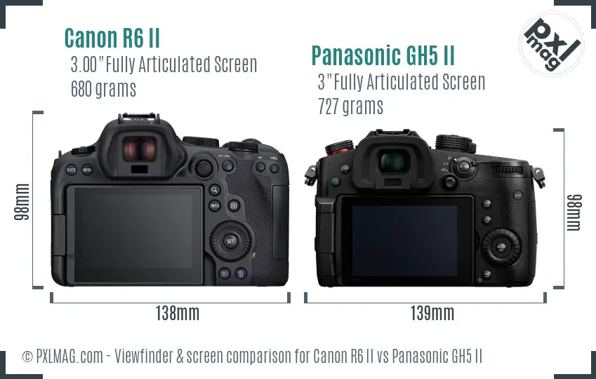 Canon R6 II vs Panasonic GH5 II Screen and Viewfinder comparison