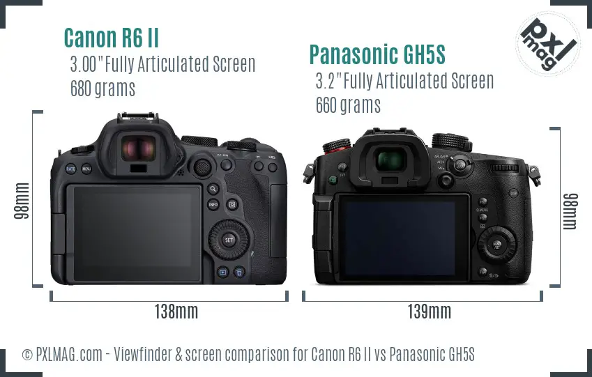 Canon R6 II vs Panasonic GH5S Screen and Viewfinder comparison Canon R6 II vs Panasonic GH5S Screen and Viewfinder comparison