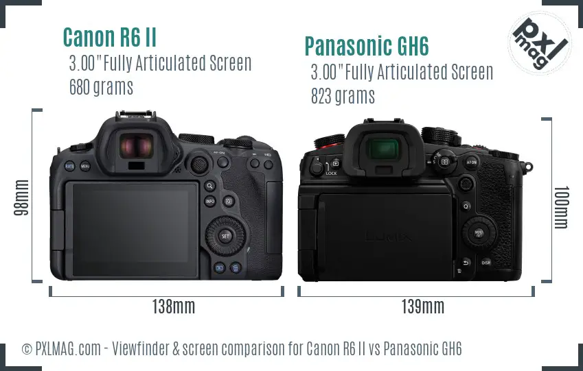 Canon R6 II vs Panasonic GH6 Screen and Viewfinder comparison Canon R6 II vs Panasonic GH6 Screen and Viewfinder comparison
