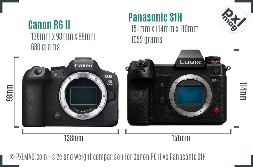Canon R6 II vs Panasonic S1H size comparison Canon R6 II vs Panasonic S1H size comparison