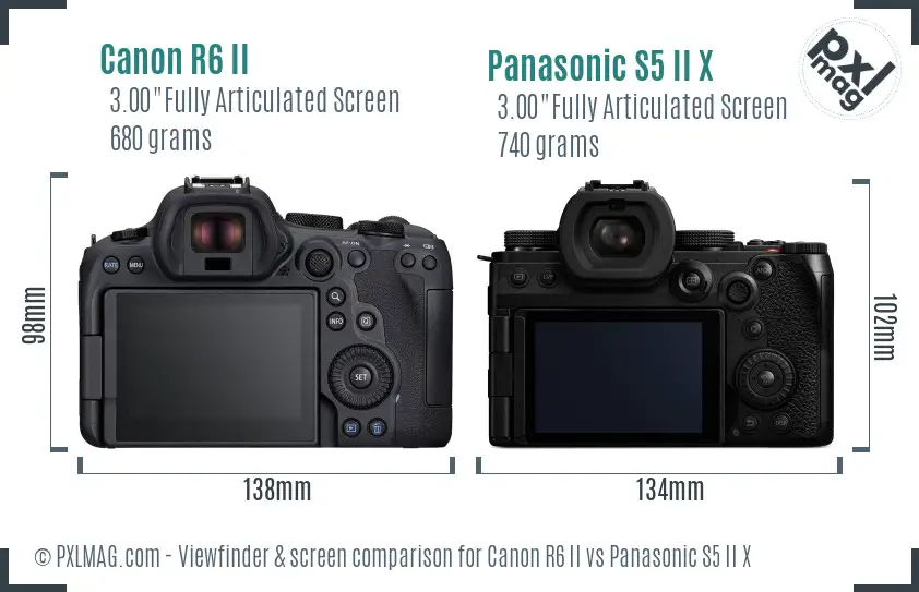 Canon R6 II vs Panasonic S5 II X Screen and Viewfinder comparison