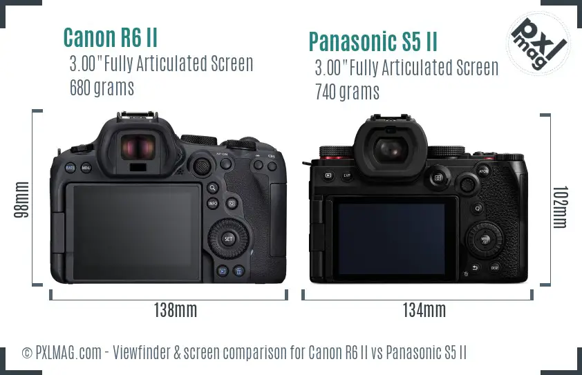 Canon R6 II vs Panasonic S5 II Screen and Viewfinder comparison