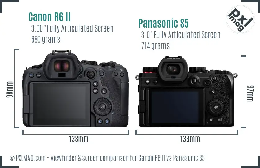 Canon R6 II vs Panasonic S5 Screen and Viewfinder comparison