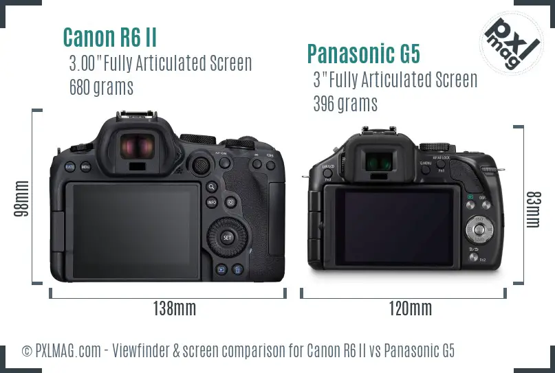 Canon R6 II vs Panasonic G5 Screen and Viewfinder comparison