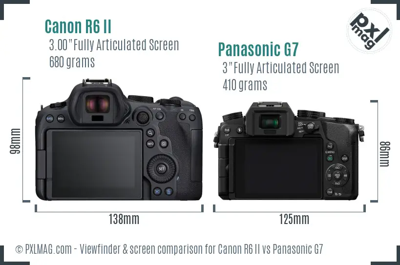 Canon R6 II vs Panasonic G7 Screen and Viewfinder comparison