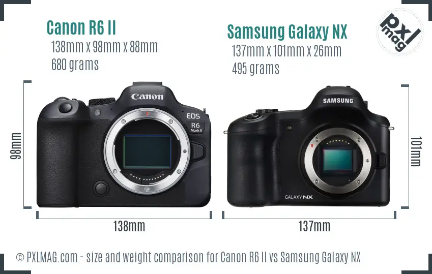 Canon R6 II vs Samsung Galaxy NX size comparison