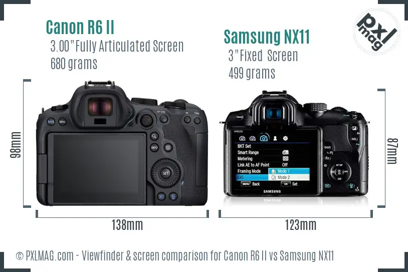 Canon R6 II vs Samsung NX11 Screen and Viewfinder comparison