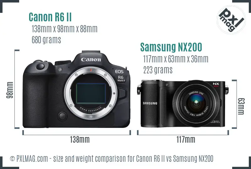 Canon R6 II vs Samsung NX200 size comparison Canon R6 II vs Samsung NX200 size comparison