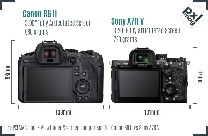 Canon R6 II vs Sony A7R V Screen and Viewfinder comparison