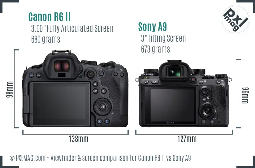 Canon R6 II vs Sony A9 Screen and Viewfinder comparison