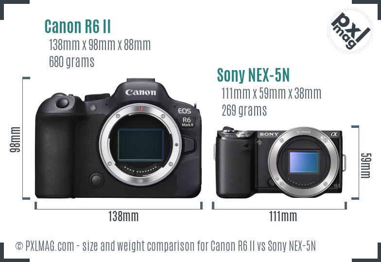 Canon R6 II vs Sony NEX-5N size comparison