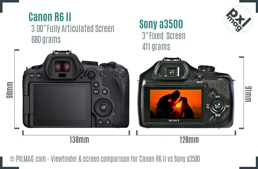 Canon R6 II vs Sony a3500 Screen and Viewfinder comparison Canon R6 II vs Sony a3500 Screen and Viewfinder comparison