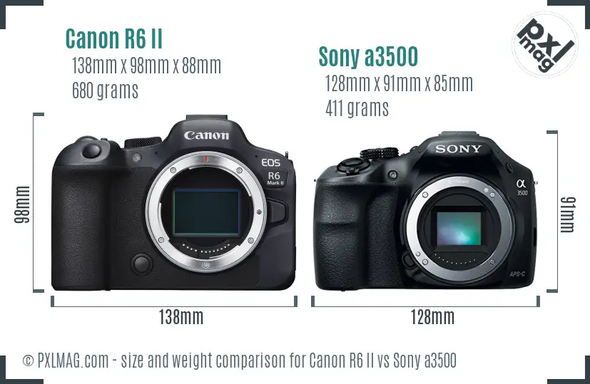 Canon R6 II vs Sony a3500 size comparison Canon R6 II vs Sony a3500 size comparison