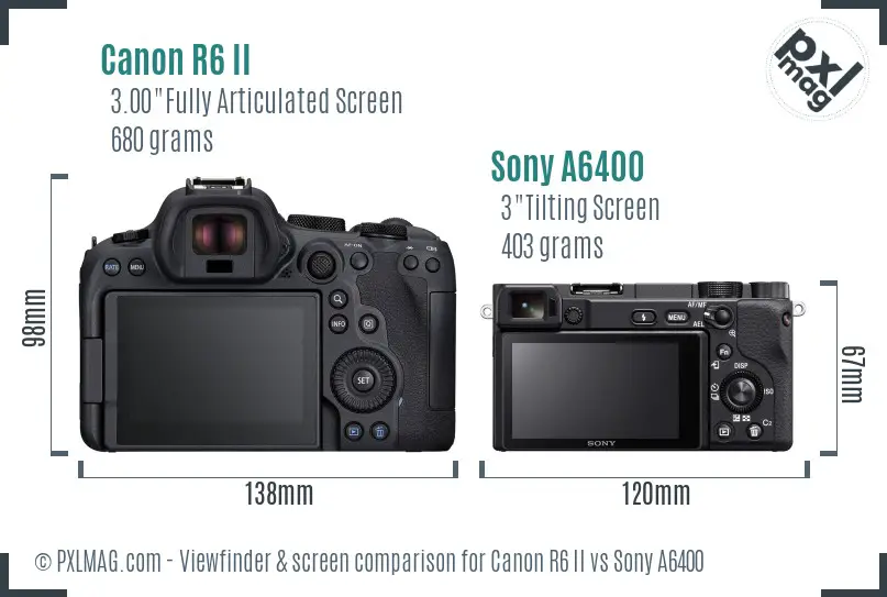 Canon R6 II vs Sony A6400 Screen and Viewfinder comparison Canon R6 II vs Sony A6400 Screen and Viewfinder comparison