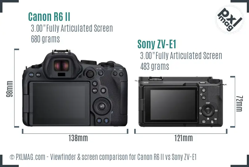 Canon R6 II vs Sony ZV-E1 Screen and Viewfinder comparison