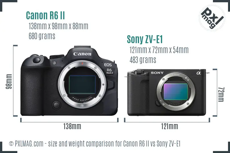 Canon R6 II vs Sony ZV-E1 size comparison