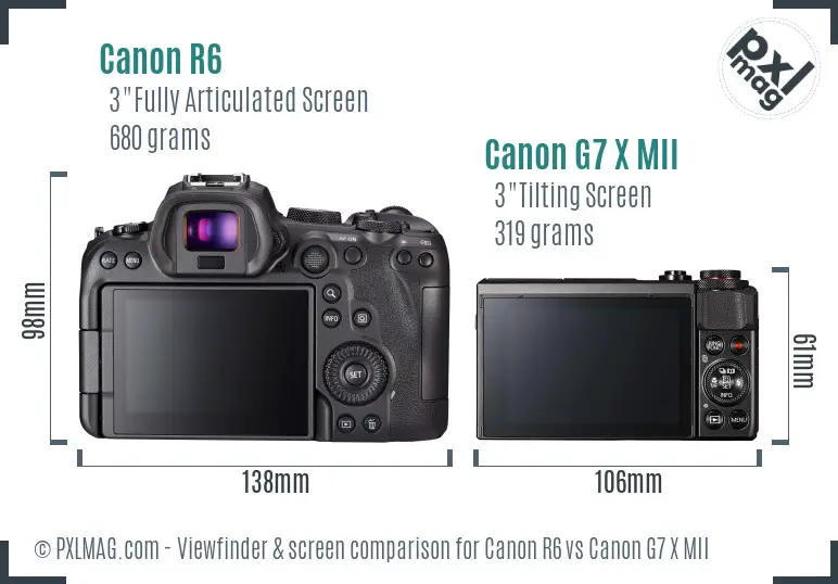 Canon R6 vs Canon G7 X MII Screen and Viewfinder comparison Canon R6 vs Canon G7 X MII Screen and Viewfinder comparison