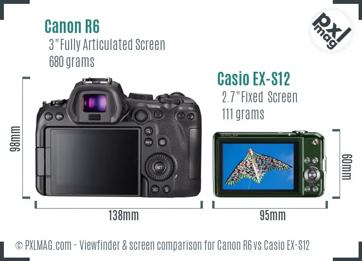 Canon R6 vs Casio EX-S12 Screen and Viewfinder comparison Canon R6 vs Casio EX-S12 Screen and Viewfinder comparison