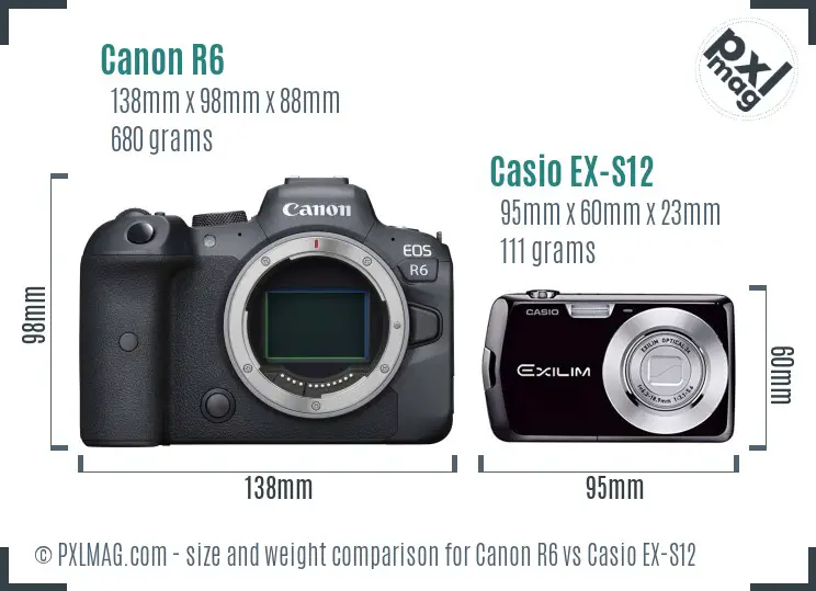 Canon R6 vs Casio EX-S12 size comparison Canon R6 vs Casio EX-S12 size comparison