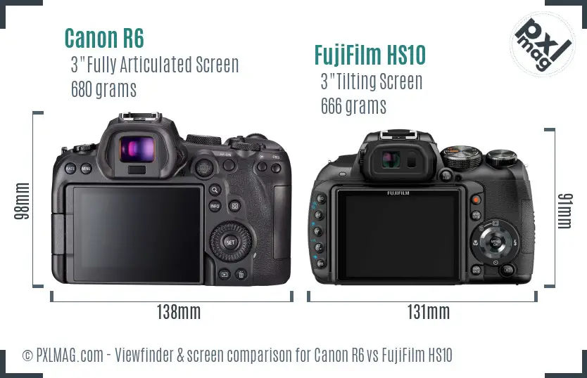 Canon R6 vs FujiFilm HS10 Screen and Viewfinder comparison Canon R6 vs FujiFilm HS10 Screen and Viewfinder comparison