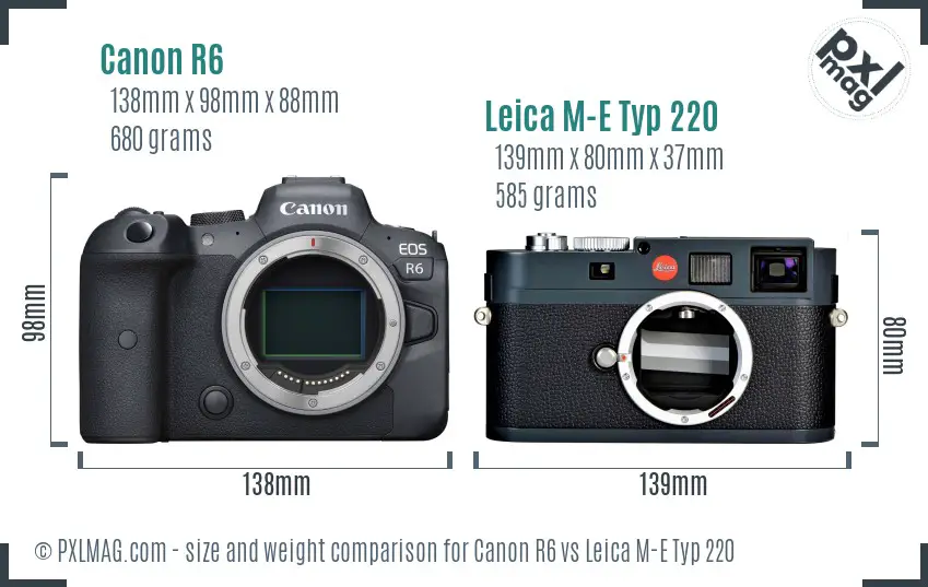 Canon R6 vs Leica M-E Typ 220 size comparison