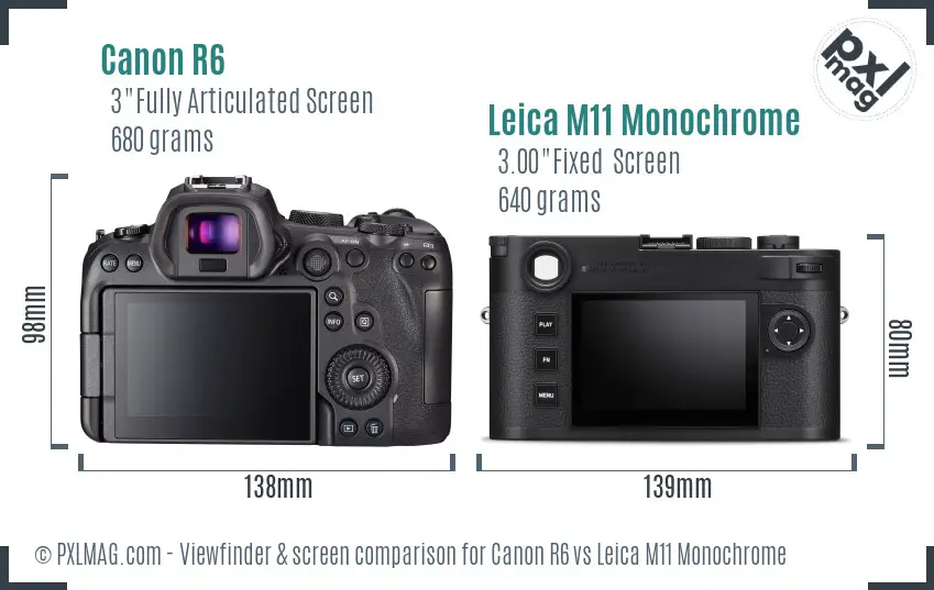 Canon R6 vs Leica M11 Monochrome Screen and Viewfinder comparison Canon R6 vs Leica M11 Monochrome Screen and Viewfinder comparison
