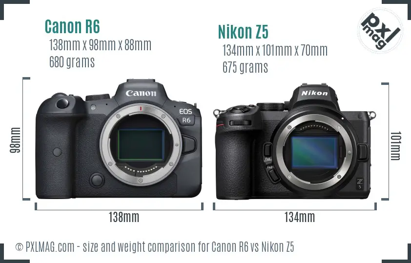Canon R6 vs Nikon Z5 size comparison Canon R6 vs Nikon Z5 size comparison