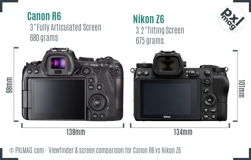 Canon R6 vs Nikon Z6 Screen and Viewfinder comparison