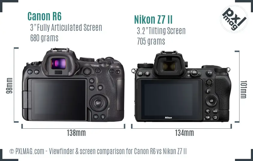 Canon R6 vs Nikon Z7 II Screen and Viewfinder comparison