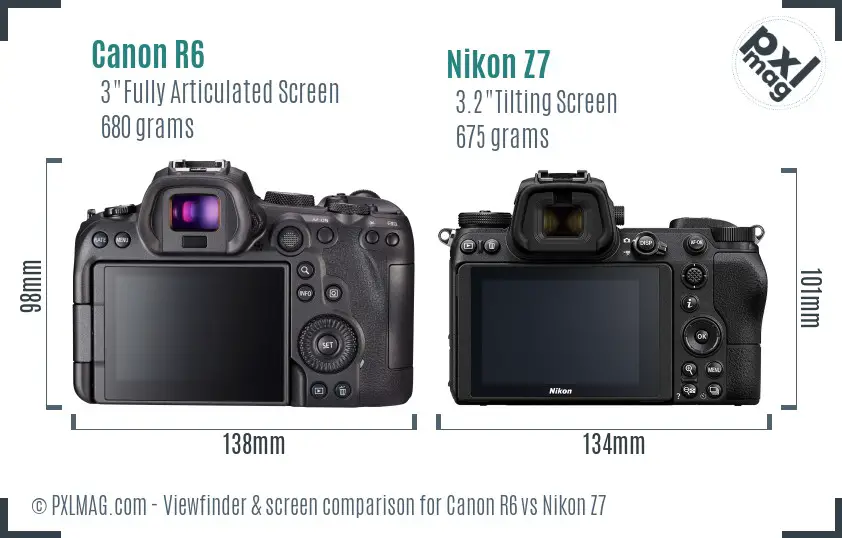 Canon R6 vs Nikon Z7 Screen and Viewfinder comparison Canon R6 vs Nikon Z7 Screen and Viewfinder comparison