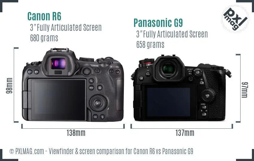Canon R6 vs Panasonic G9 Screen and Viewfinder comparison