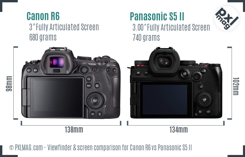 Canon R6 vs Panasonic S5 II Screen and Viewfinder comparison