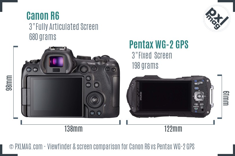 Canon R6 vs Pentax WG-2 GPS Screen and Viewfinder comparison