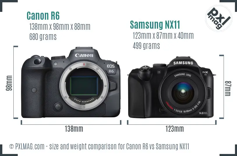 Canon R6 vs Samsung NX11 size comparison