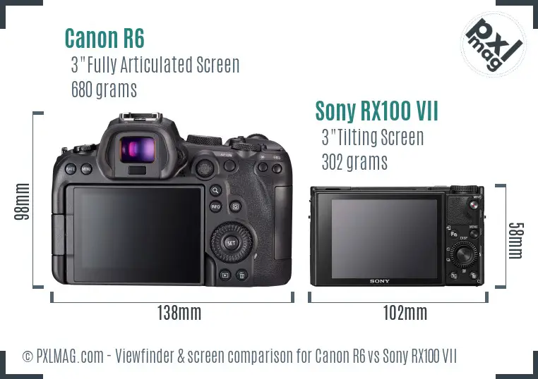 Canon R6 vs Sony RX100 VII Screen and Viewfinder comparison