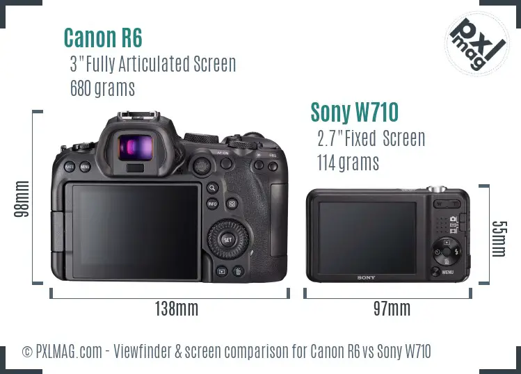 Canon R6 vs Sony W710 Screen and Viewfinder comparison