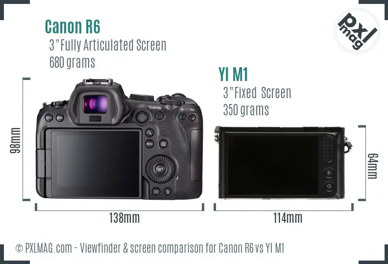 Canon R6 vs YI M1 Screen and Viewfinder comparison