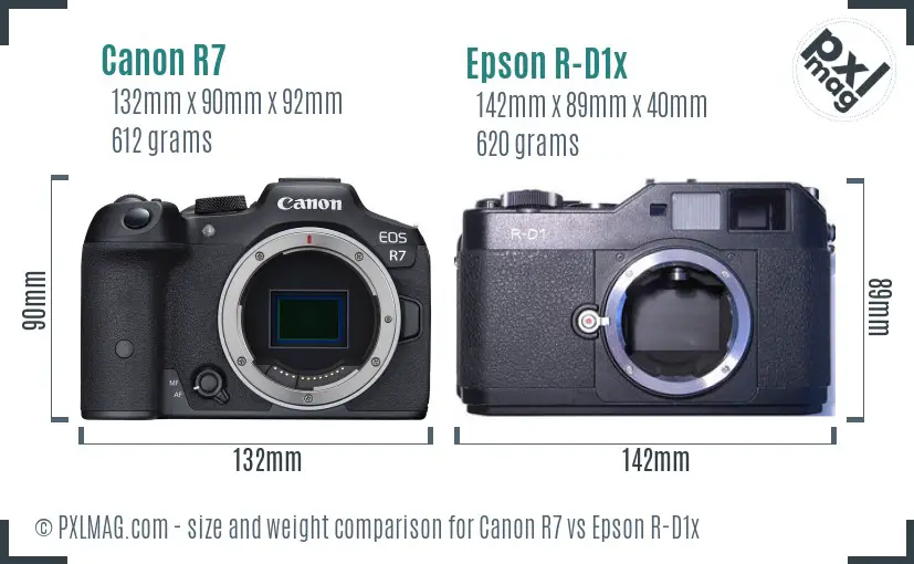Canon R7 vs Epson R-D1x size comparison
