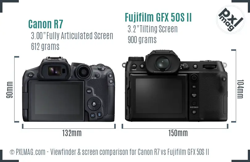 Canon R7 vs Fujifilm GFX 50S II Screen and Viewfinder comparison Canon R7 vs Fujifilm GFX 50S II Screen and Viewfinder comparison
