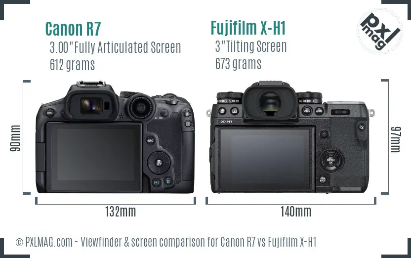 Canon R7 vs Fujifilm X-H1 Screen and Viewfinder comparison Canon R7 vs Fujifilm X-H1 Screen and Viewfinder comparison