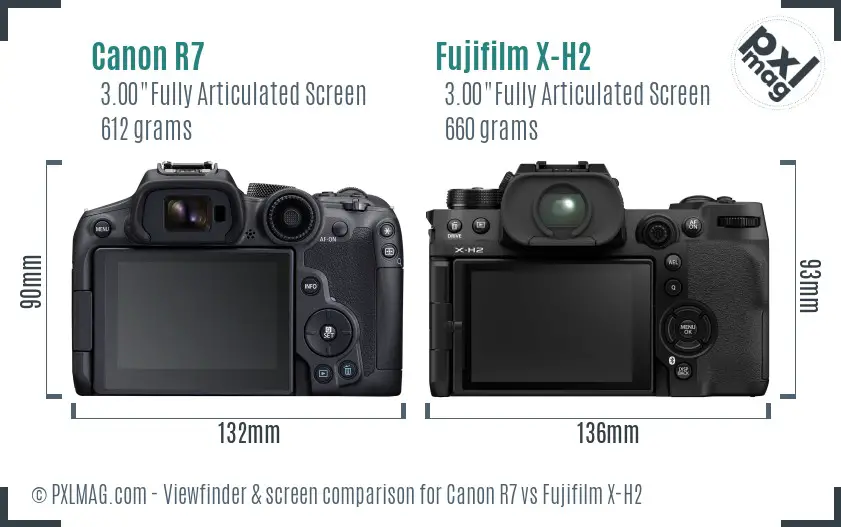 Canon R7 vs Fujifilm X-H2 Screen and Viewfinder comparison