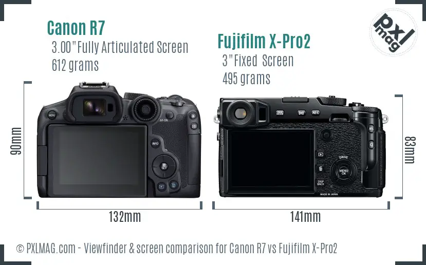 Canon R7 vs Fujifilm X-Pro2 Screen and Viewfinder comparison