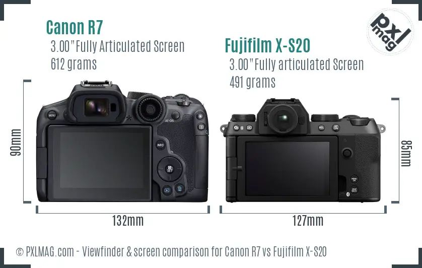 Canon R7 vs Fujifilm X-S20 Screen and Viewfinder comparison Canon R7 vs Fujifilm X-S20 Screen and Viewfinder comparison