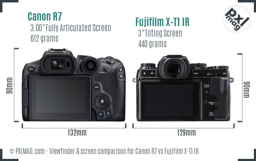 Canon R7 vs Fujifilm X-T1 IR Screen and Viewfinder comparison