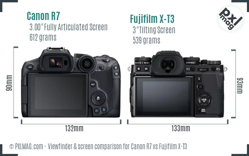 Canon R7 vs Fujifilm X-T3 Screen and Viewfinder comparison