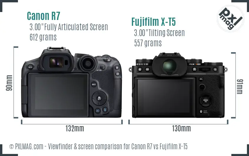 Canon R7 vs Fujifilm X-T5 Screen and Viewfinder comparison