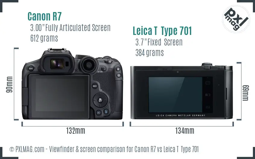 Canon R7 vs Leica T  Type 701 Screen and Viewfinder comparison